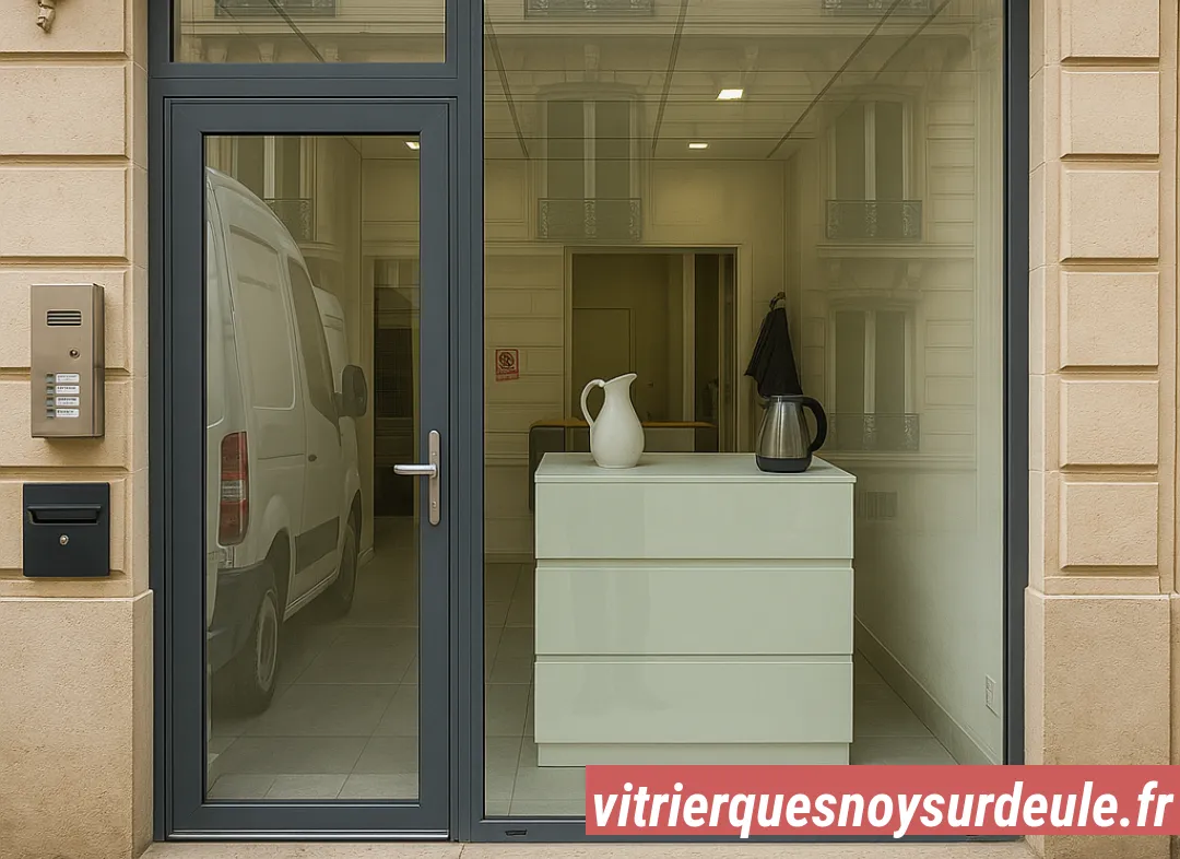 Façade vitrine de magasin en aluminium sur mesure à Quesnoy-sur-Deûle
